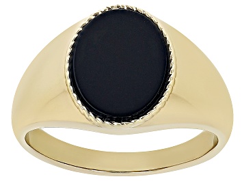 Picture of Black Onyx 18k Yellow Gold Over Sterling Silver Men's Ring