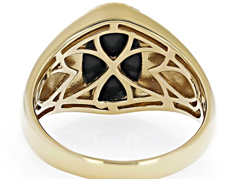 Black Onyx 18k Yellow Gold Over Sterling Silver Men's Ring