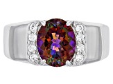 Multi-color Cosmopolitan Beyond™ Mystic Topaz® Rhodium Over Silver Men's Ring 2.90ctw
