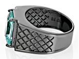 Green Lab Created Spinel, Black Rhodium Over Brass Men's Ring 6.35ctw