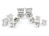 White Lab Created Sapphire Rhodium Over Sterling Silver Men's Set of 3 Stud Earrings 10.87ctw