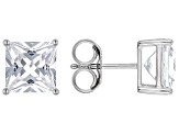 White Lab Created Sapphire Rhodium Over Sterling Silver Men's Set of 3 Stud Earrings 10.87ctw