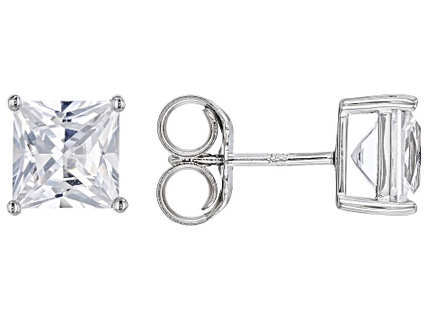 White Lab Created Sapphire Rhodium Over Sterling Silver Men's Set of 3 Stud Earrings 10.87ctw