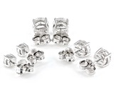 White Lab Created Sapphire Rhodium Over Sterling Silver Men's Set of 3 Stud Earrings 7.97ctw