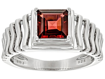 Picture of Red Garnet Rhodium Over Sterling Silver Men's Ring 1.62ct