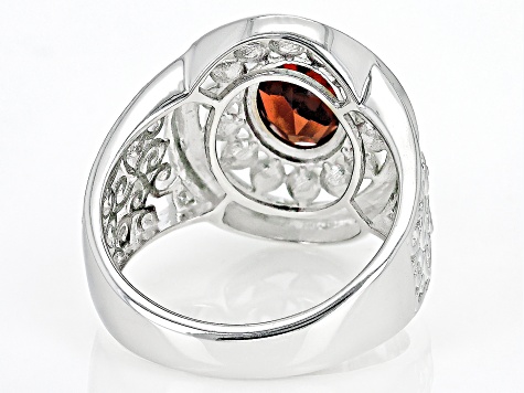 Red Garnet Rhodium Over Sterling Silver Men's Ring 1.84ct