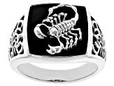 Black Onyx Rhodium Over Sterling Silver Men's Scorpion Ring