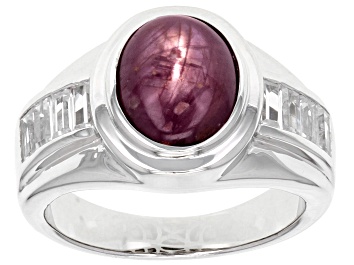 Picture of Red Star Ruby Rhodium Over Sterling Silver Ring 6.59ctw