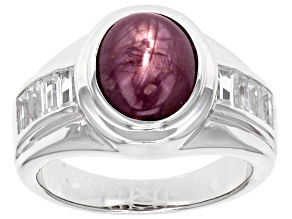 Red Star Ruby Rhodium Over Sterling Silver Ring 6.59ctw