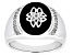 Black Onyx Inlay With White Zircon Rhodium Over Sterling Silver Men's Ring .18ctw