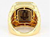 Brown Smoky Quartz 18k Yellow Gold Over Sterling Silver Men's Ring 10.35ct