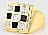 Black Spinel 18k Yellow Gold Over Sterling Silver Men's Ring 3.64ctw