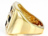 Black Spinel 18k Yellow Gold Over Sterling Silver Men's Ring 3.64ctw