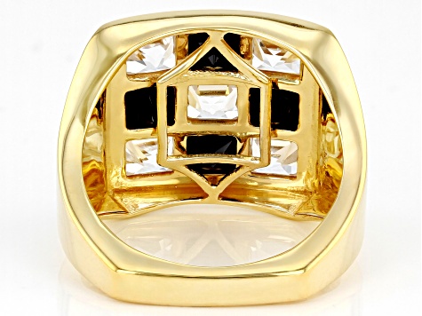 Black Spinel 18k Yellow Gold Over Sterling Silver Men's Ring 3.64ctw