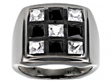 Black Spinel Black Rhodium Over Sterling Silver Men's Ring 3.43ctw