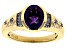Purple Amethyst with White Zircon 18k Yellow Gold Over Sterling Silver Men's Ring 2.18ctw