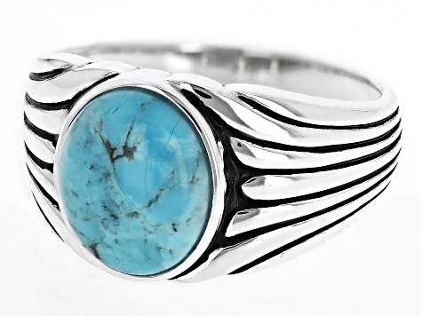 Blue Turquoise Sterling Silver Men's Ring