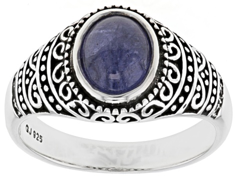 Blue Tanzanite Sterling Silver Men's Ring