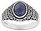 Blue Tanzanite Sterling Silver Men's Ring