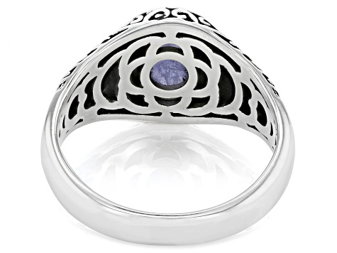 Blue Tanzanite Sterling Silver Men's Ring