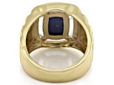 Blue Lapis Lazuli & Rainbow Moonstone Inlay 18k Yellow Gold Over Sterling Silver Men's Ring