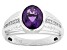 Purple African Amethyst With White Zircon Rhodium Over Sterling Silver Men's Ring 2.14ctw