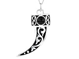 Black Onyx Rhodium Over Sterling Silver Men's Pendant With Chain