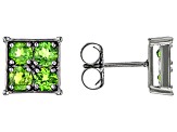 Green Chrome Diopside Black Rhodium Over Sterling Silver Men's Stud Earrings .75ctw