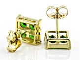 Green Chrome Diopside 18k Yellow Gold Over Sterling Silver Men's Stud Earrings 0.75ctw