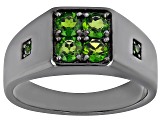 Green Chrome Diopside, Black Rhodium Over Sterling Silver Men's Ring .41ctw