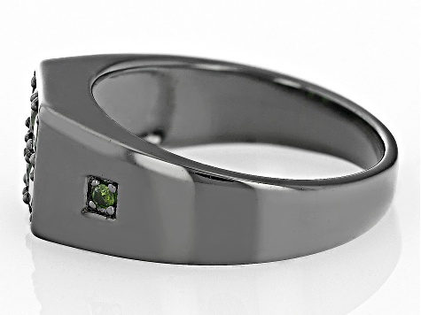 Green Chrome Diopside Black Rhodium Over Sterling Silver Men's Ring .41ctw