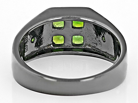 Green Chrome Diopside, Black Rhodium Over Sterling Silver Men's Ring .41ctw