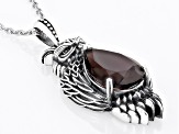 Brown Smoky Quartz Sterling Silver Men's Owl Pendant With Chain 4.18ct