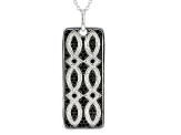 Black Spinel Rhodium Over Sterling Silver Men's Pendant With Chain .25ctw