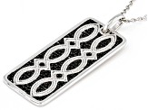 Black Spinel Rhodium Over Sterling Silver Men's Pendant With Chain .25ctw