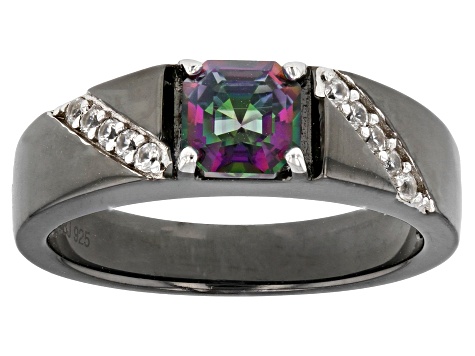 Multi-Color Quartz, Black Rhodium Over Sterling Silver Men's Ring 0.99ctw