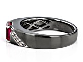 Red Lab Created Ruby Black Rhodium Over Sterling Silver Men's Ring 1.64ctw