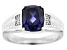 Blue Lab Created Sapphire Rhodium Over Sterling Silver Men's Ring 2.74ctw