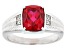 Red Lab Created Ruby Rhodium Over Sterling Silver Men's Ring 3.64ctw