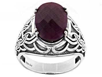 Picture of Red Indian Ruby Sterling Silver Men's Ring 5.40ct