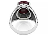 Red Indian Ruby Sterling Silver Men's Ring 5.40ct