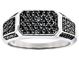 Black Spinel Rhodium Over Sterling Silver Men's Pave Ring .79ctw