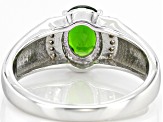 Chrome Diopside With White Zircon Rhodium Over Sterling Silver Ring Men's Ring 1.13ctw