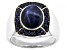 Blue Star Sapphire Rhodium Over Sterling Silver Men's Ring 6.90ctw