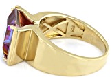 Multi-Color Quartz 18k Yellow Gold Over Sterling   Silver Men's Ring 6.38ct