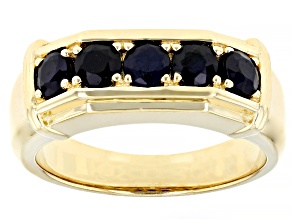 Blue Sapphire 18k Yellow Gold Over Sterling Silver Men's Ring 1.66ctw