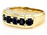 Blue Sapphire 18k Yellow Gold Over Sterling Silver Men's Ring 1.66ctw