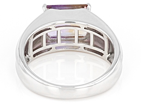 Bi-Color Ametrine Rhodium Over Sterling Silver Men's Ring 2.47ct