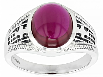 Picture of Red Lab Created Ruby Sterling Silver Men's Ring