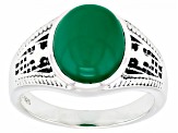 Green Onyx Sterling Silver Men's Ring